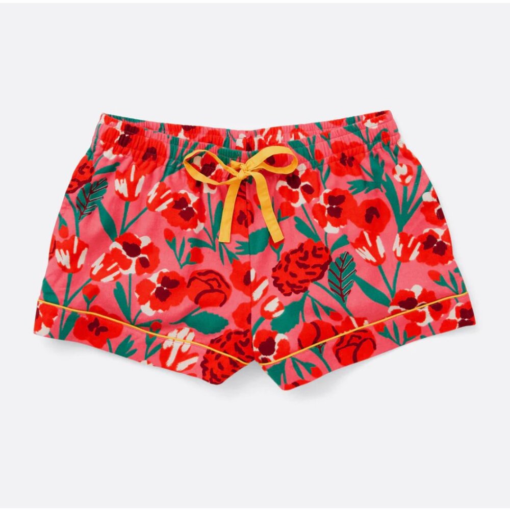 🌸 NWT Ban.do Fall Leisure Floral Flannel Shorts in Pink Las Flores L & XL